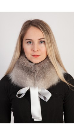Grey fox fur collar - neck warmer